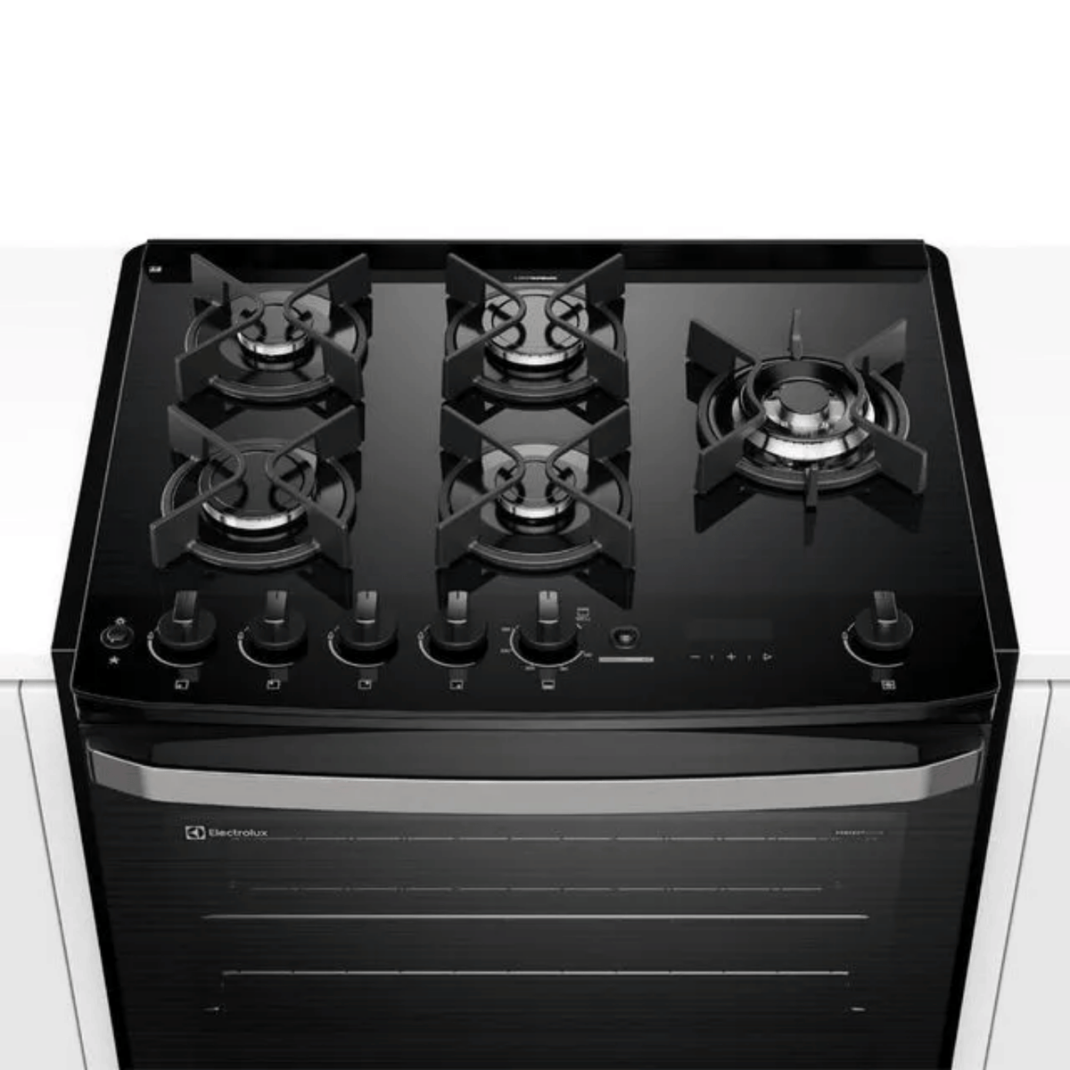 Fogão de Embutir 5 Bocas Electrolux Experience FE5EB com Mesa de Vidro Grill e PerfectCook360 Preto 220V