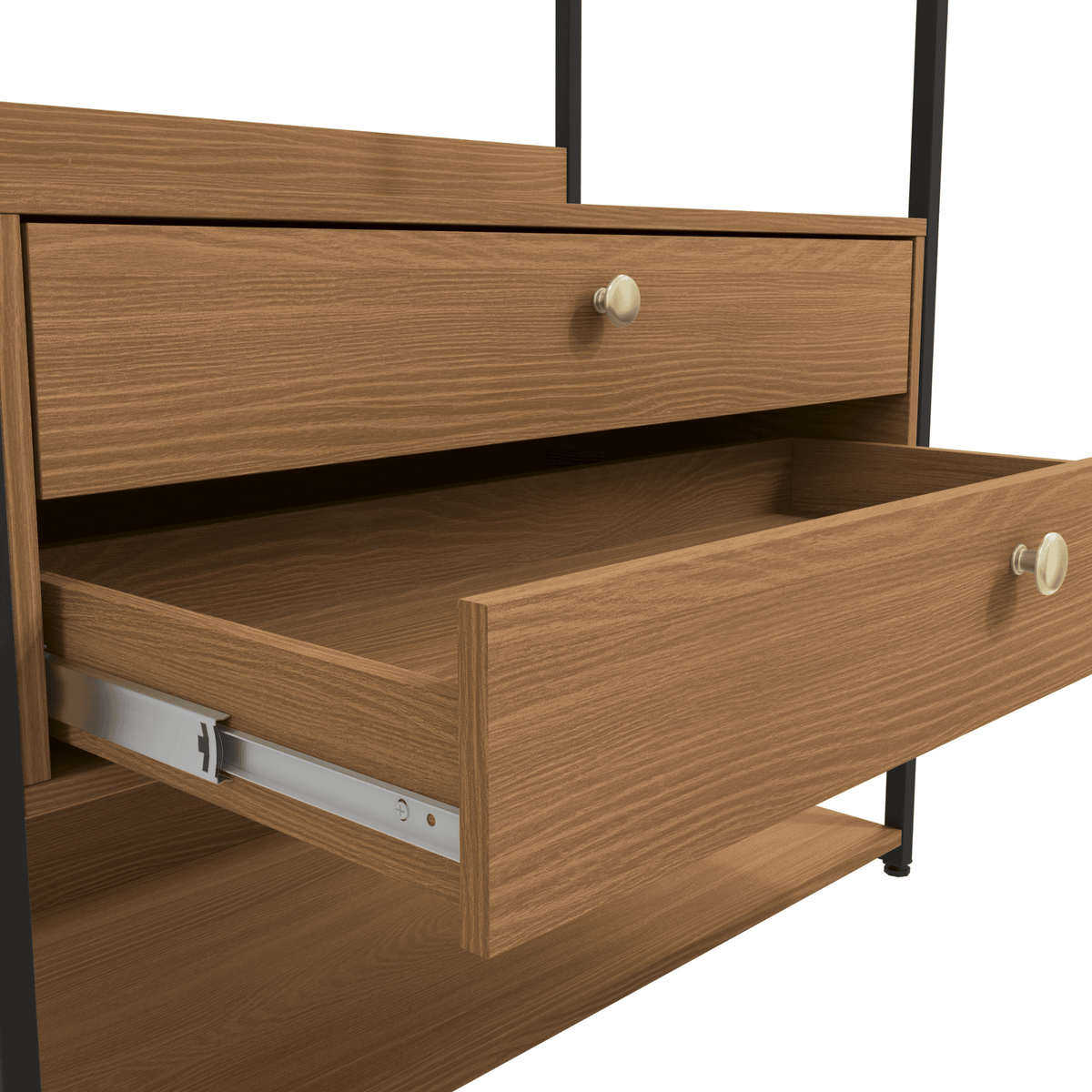 Armário Industrial Closet LI049 Kappesberg 89cm 5 Prateleiras 2 Gavetas Canela e Preto Fosco