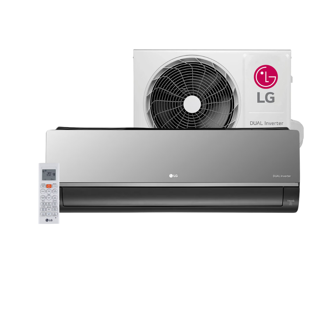 Ar-Condicionado Split LG Dual Inverter Voice Artcool +AI 12000 BTUs Quente e Frio Cinza Espelhado 220V