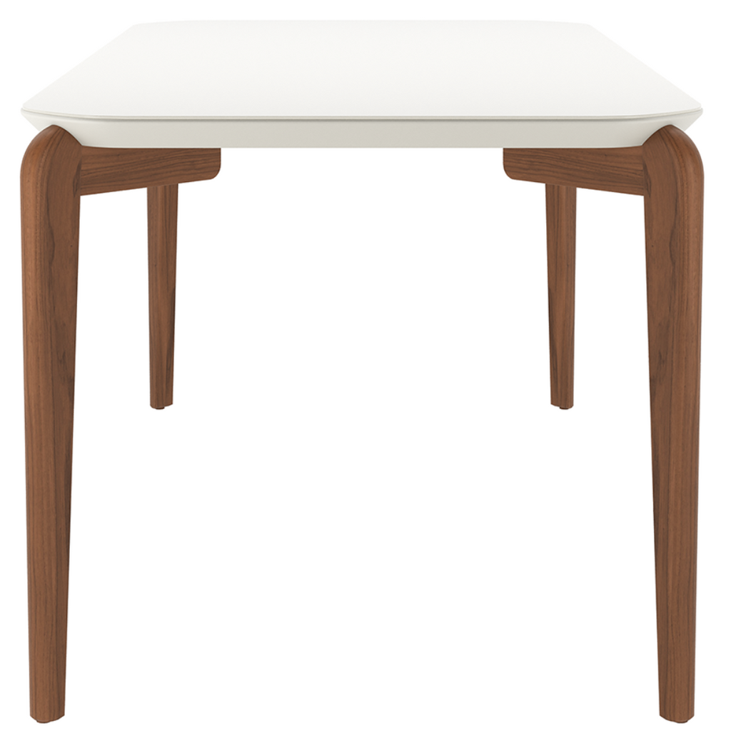 Mesa Retangular Donatella Província 180x90cm Natural Tampo Vidro Off White