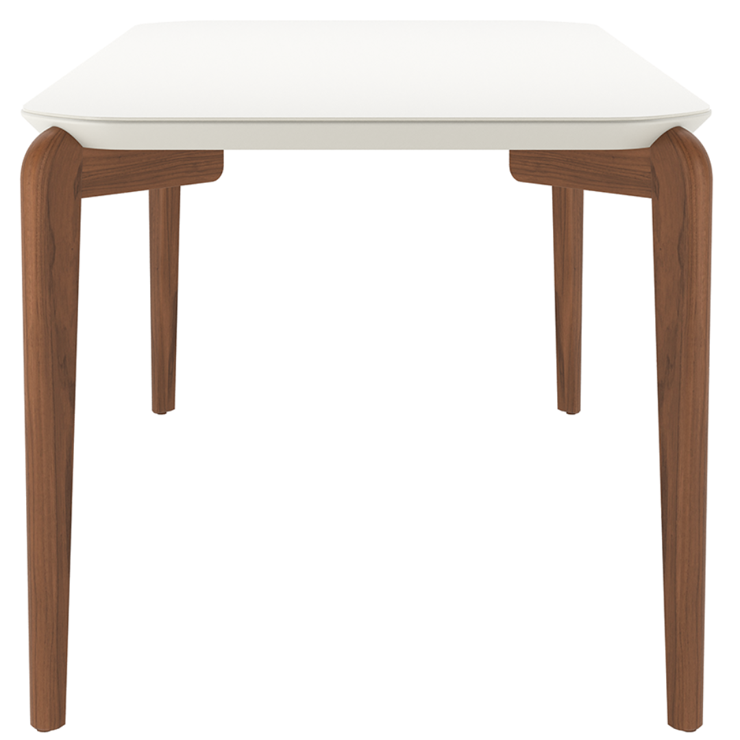 Mesa Retangular Donatella Província 180x90cm Natural Tampo Vidro Off White