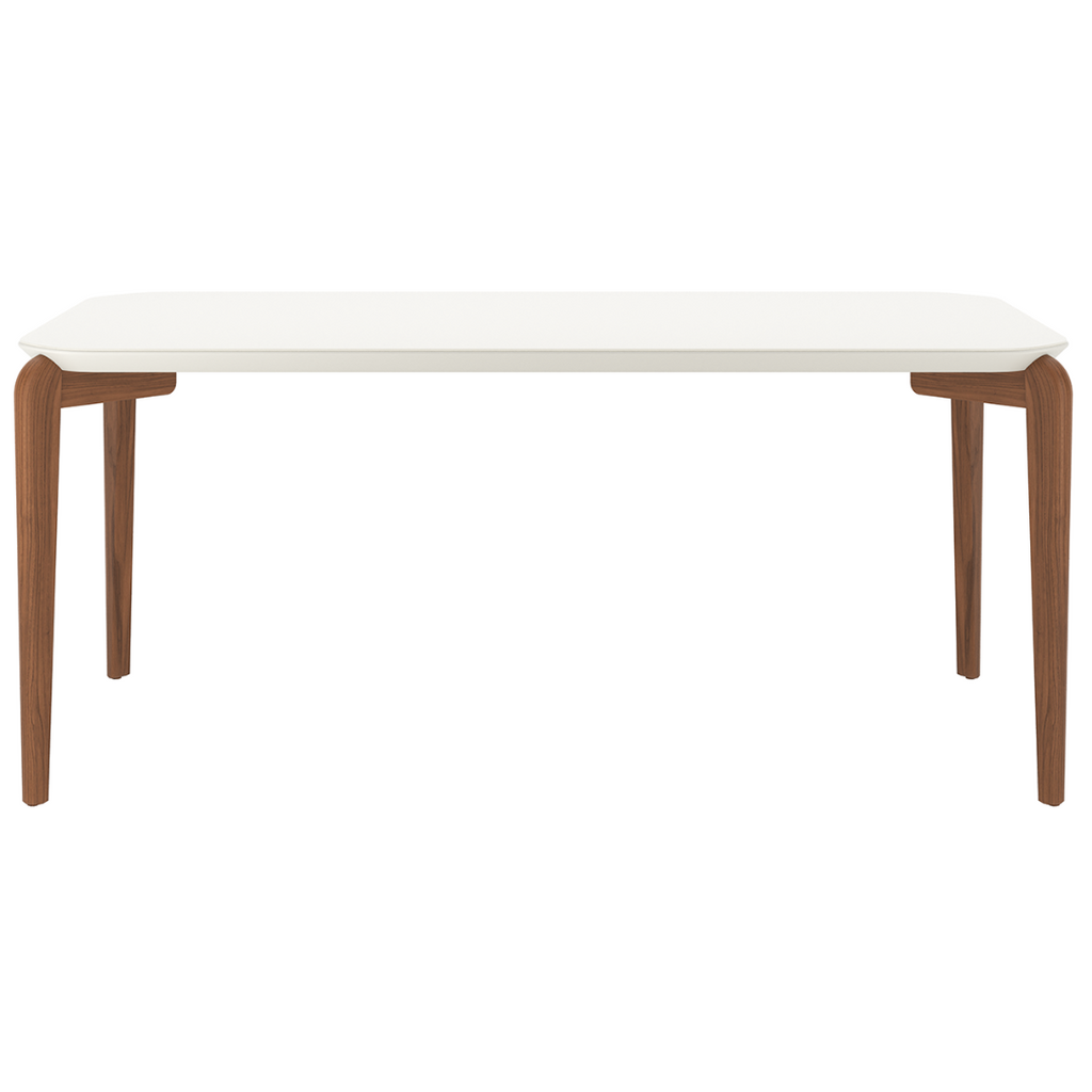 Mesa Retangular Donatella Província 180x90cm Natural Tampo Vidro Off White