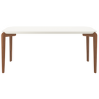 Mesa Retangular Donatella Província 180x90cm Natural Tampo Vidro Off White
