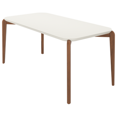 Mesa Retangular Donatella Província 180x90cm Natural Tampo Vidro Off White