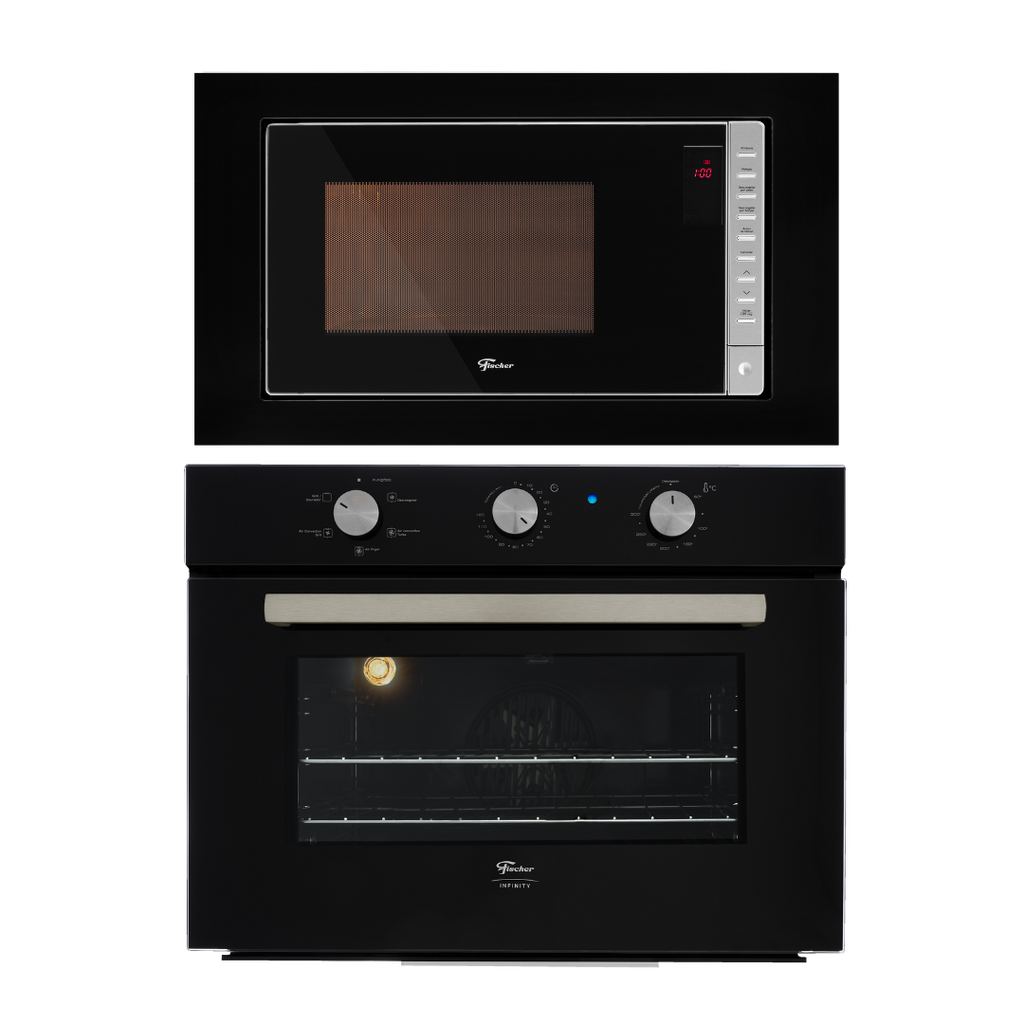 Kit Fischer de Embutir Forno Elétrico 50 Litros Infinity+Micro-ondas 25 Litros Fit Line Preto 220V