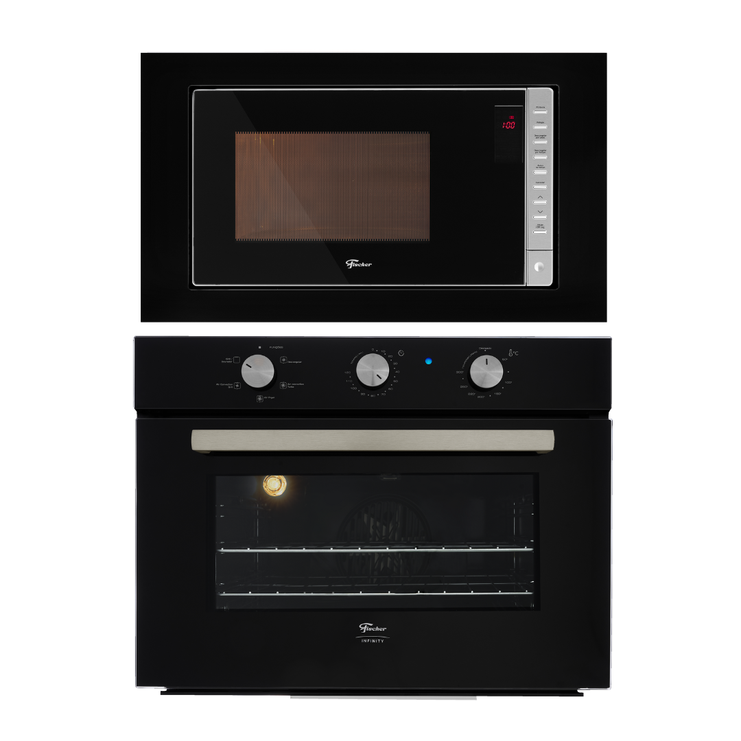 Kit Fischer de Embutir Forno Elétrico 50 Litros Infinity+Micro-ondas 25 Litros Fit Line Preto 220V