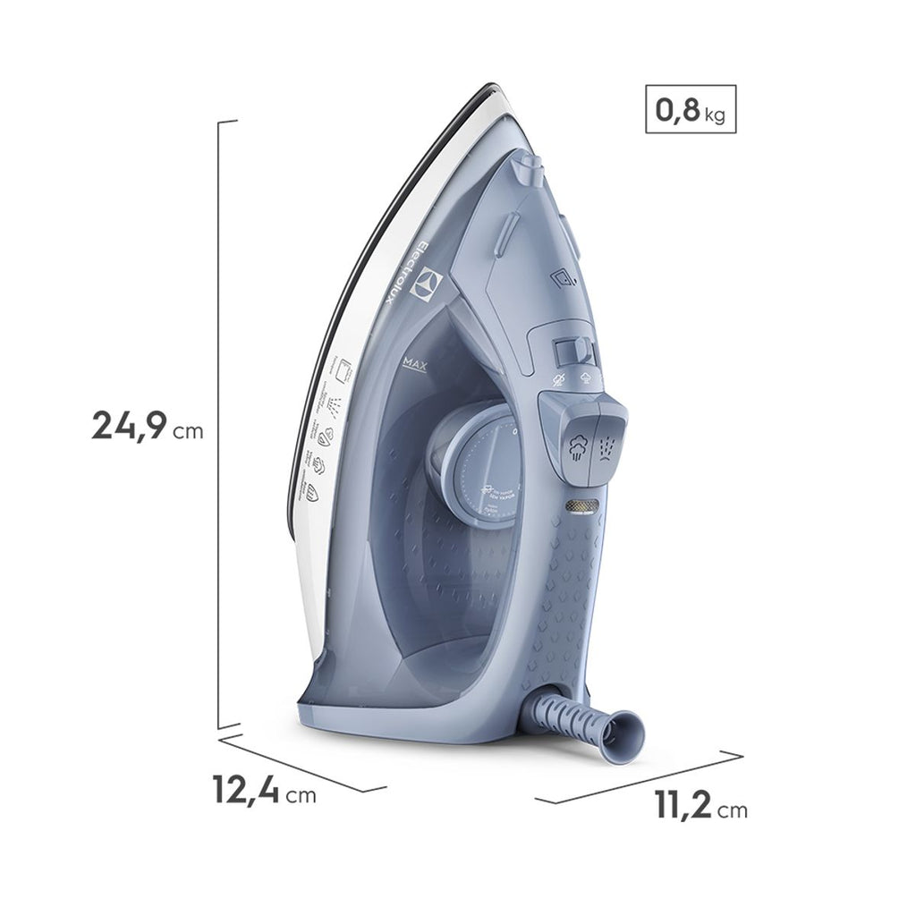 Ferro de Passar a Vapor e Seco Electrolux Efficient ESI10 Base Antiaderente Azul 220V