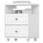 Mesa de Cabeceira Americana Henn 2 Gavetas Branco HP