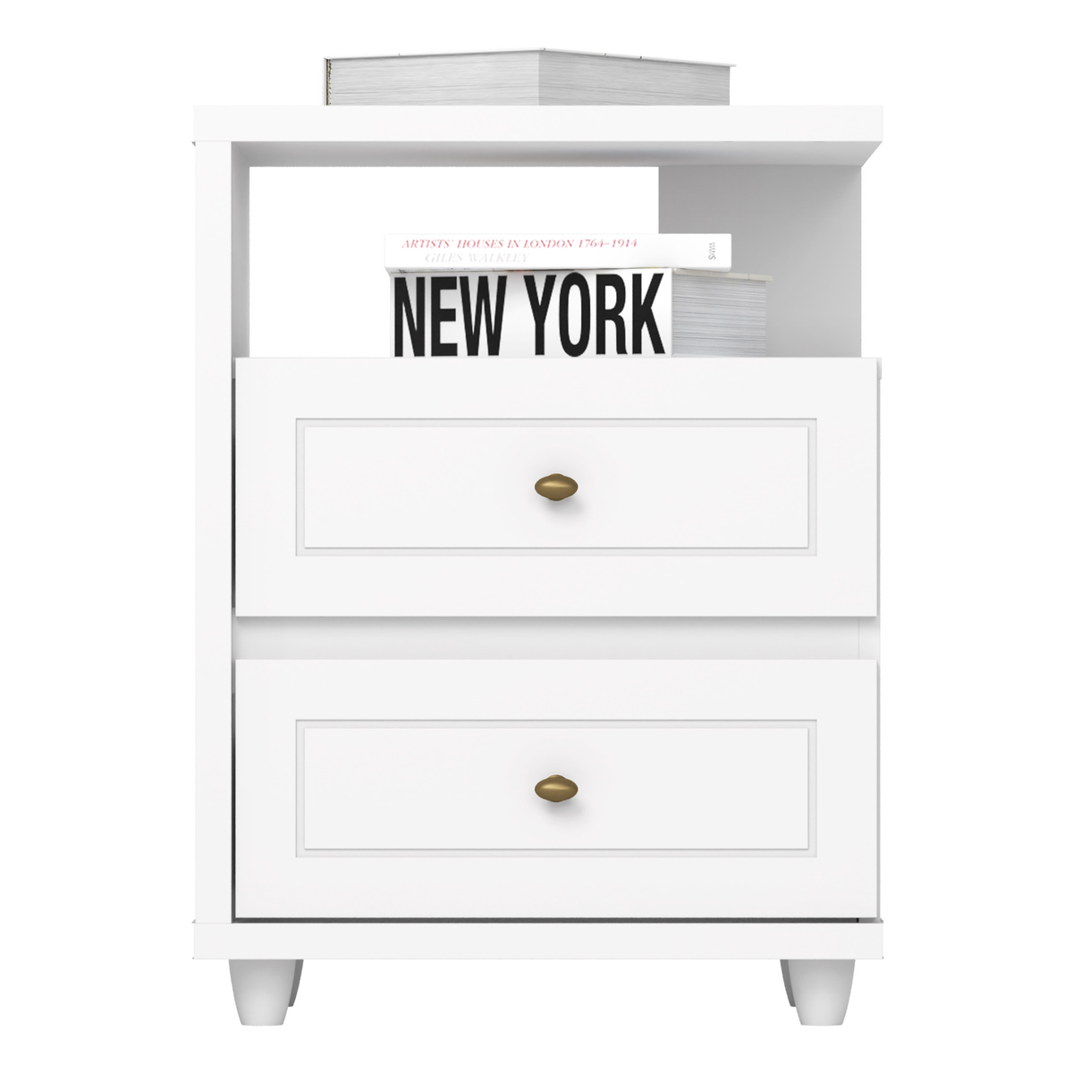 Mesa de Cabeceira Americana Henn 2 Gavetas Branco HP