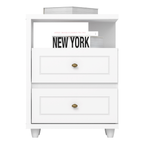 Mesa de Cabeceira Americana Henn 2 Gavetas Branco HP