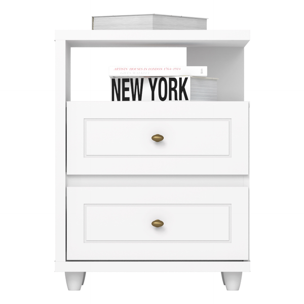 Mesa de Cabeceira Americana Henn 2 Gavetas Branco HP