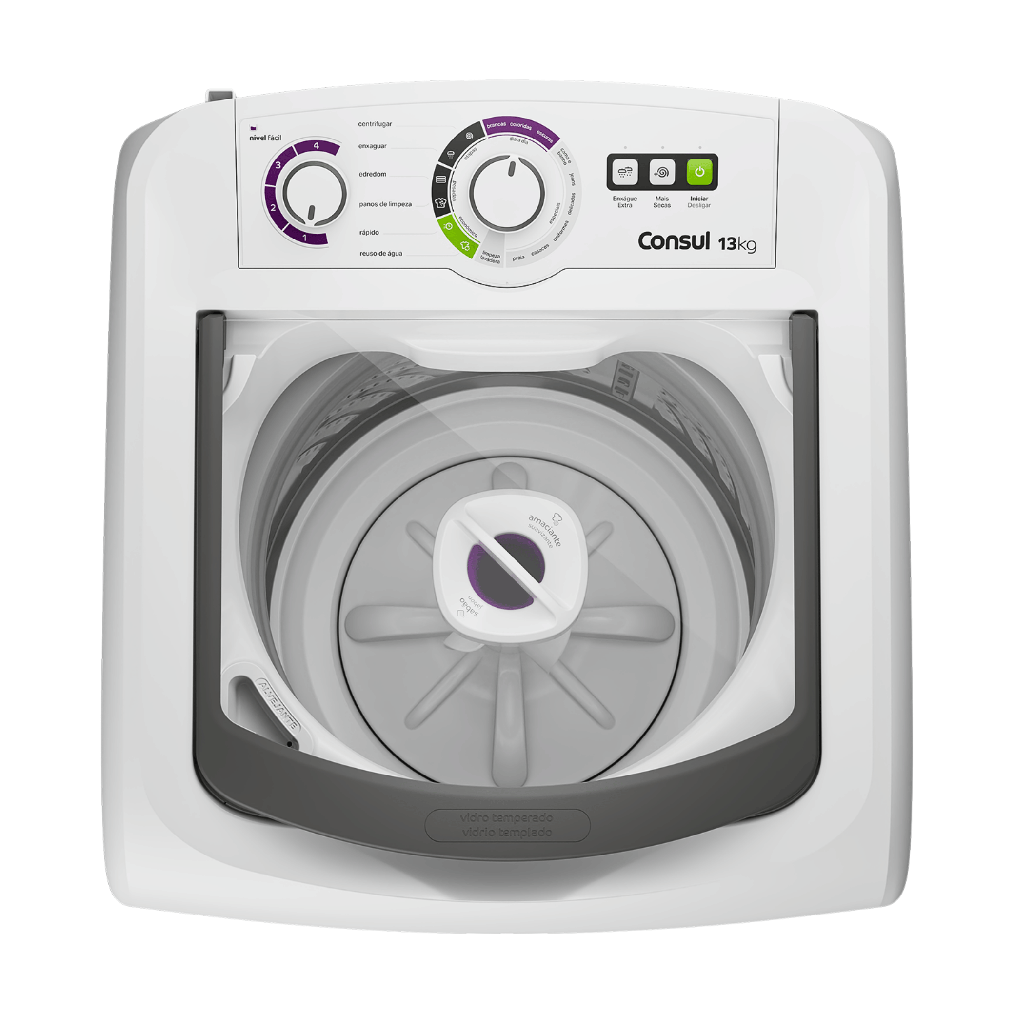 Lavadora de Roupas Consul 13Kg CWH13AB Dosagem Econômica Cesto Inox Branca 220V