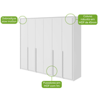 Roupeiro Imperatore Lopas  274cm 100% MDF 6 Portas com Puxador em Madeira Branco