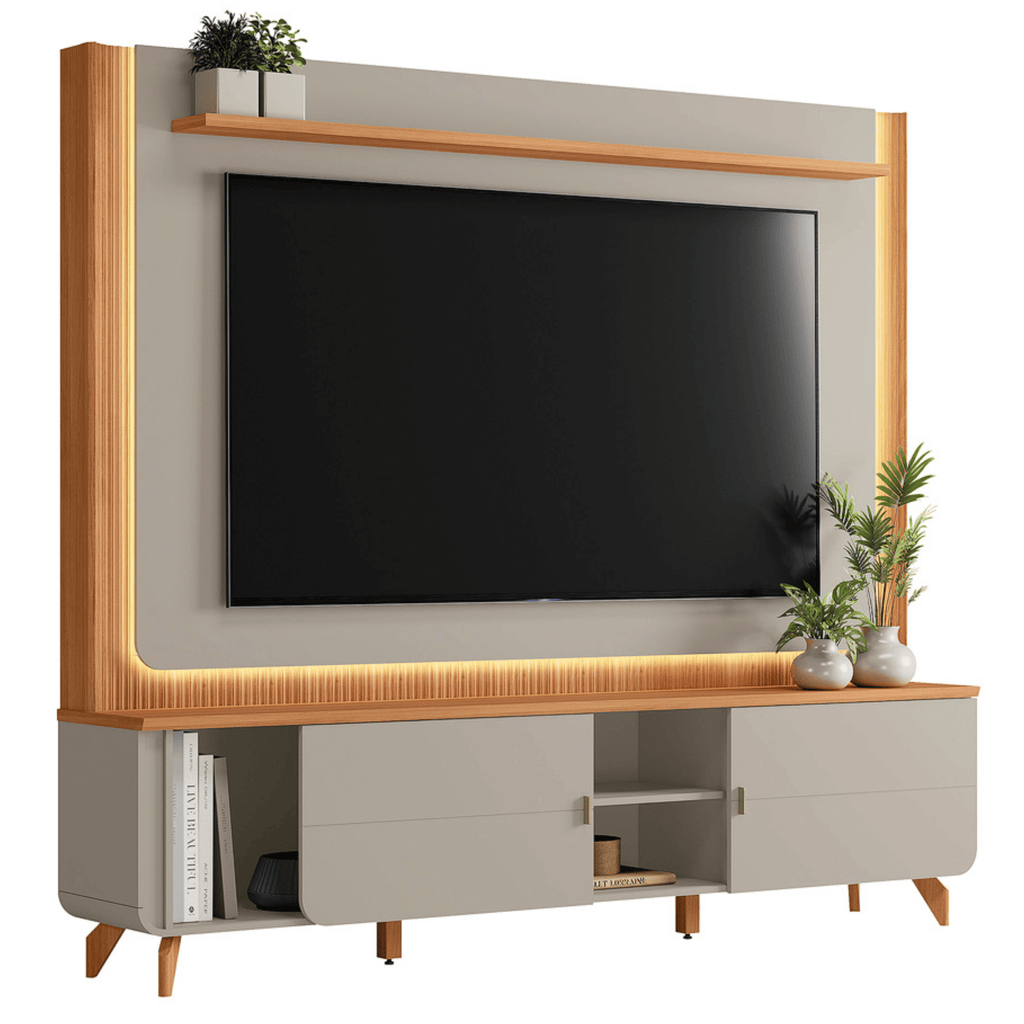 Home Milano 218cm Linea com Led Canela e Gris Fosco