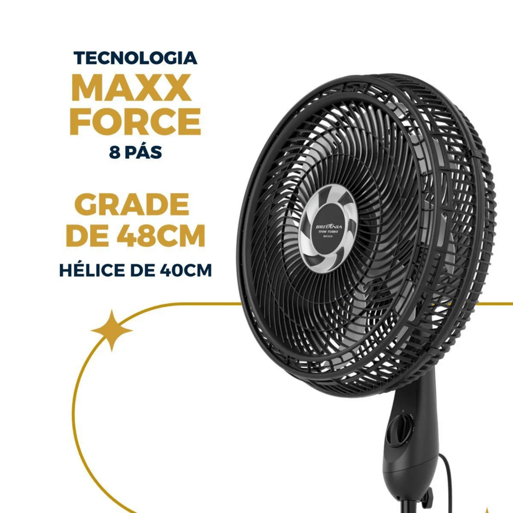 Ventilador de Coluna Britânia 8 Pás BVC42A 170W Preto 220V