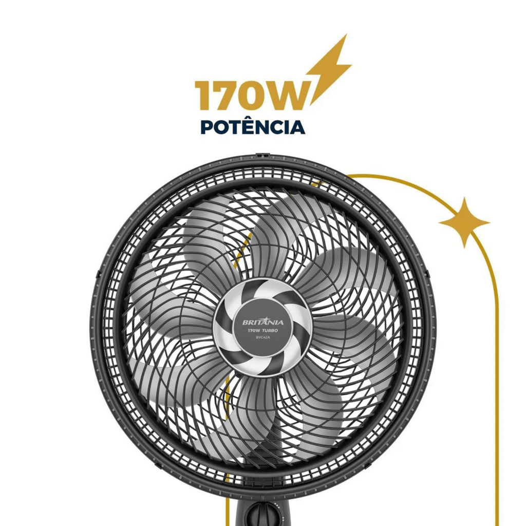 Ventilador de Coluna Britânia 8 Pás BVC42A 170W Preto 220V