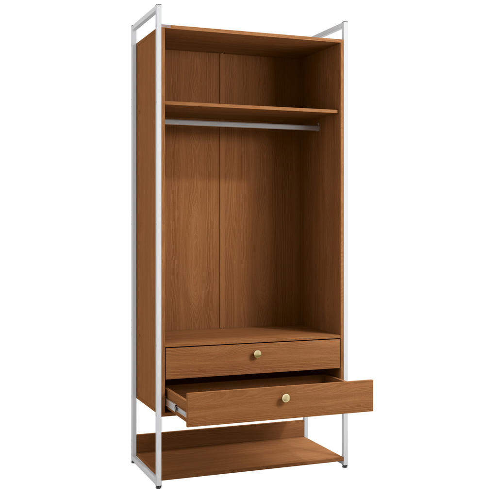 Armário Industrial Closet LI048 Kappesberg 89cm 2 Portas 2 Gavetas Canela e Branco