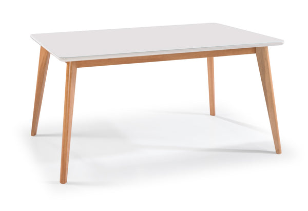 Mesa Retangular Dover Artsoli 160x90cm Tampo de Vidro Off White