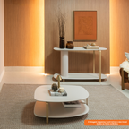 Mesa de Centro Olimpo Linea Off White com Pés Dourados
