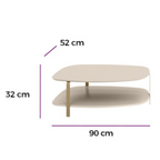 Mesa de Centro Olimpo Linea Off White com Pés Dourados