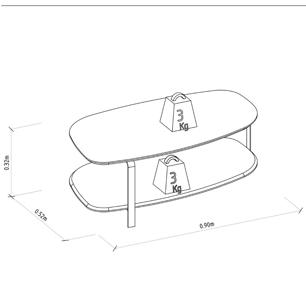 Mesa de Centro Olimpo Linea Off White com Pés Dourados
