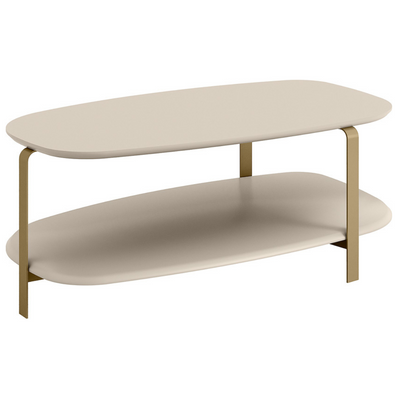 Mesa de Centro Olimpo Linea Off White com Pés Dourados