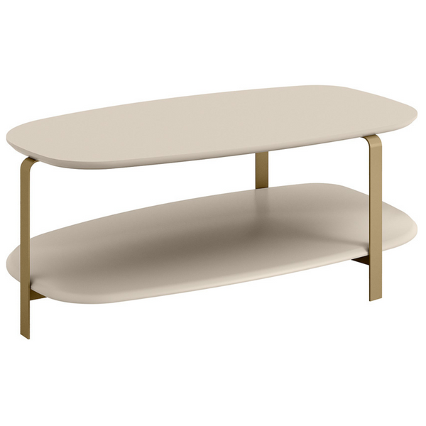 Mesa de Centro Olimpo Linea Off White com Pés Dourados