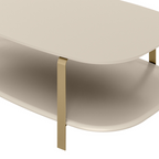 Mesa de Centro Olimpo Linea Off White com Pés Dourados