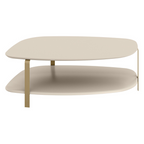 Mesa de Centro Olimpo Linea Off White com Pés Dourados
