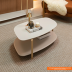 Mesa de Centro Olimpo Linea Off White com Pés Dourados