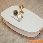 Mesa de Centro Olimpo Linea Off White com Pés Dourados
