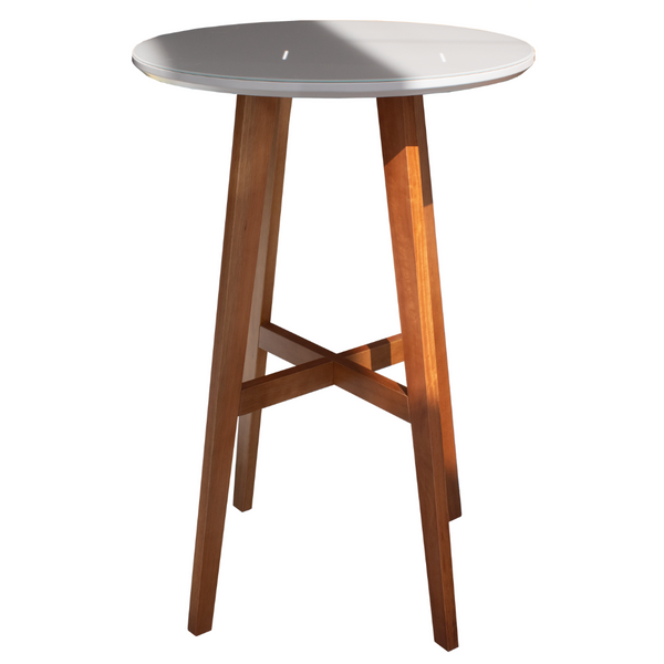 Mesa Bistrô Artsoli Tais Castanho Claro com Vidro Off White