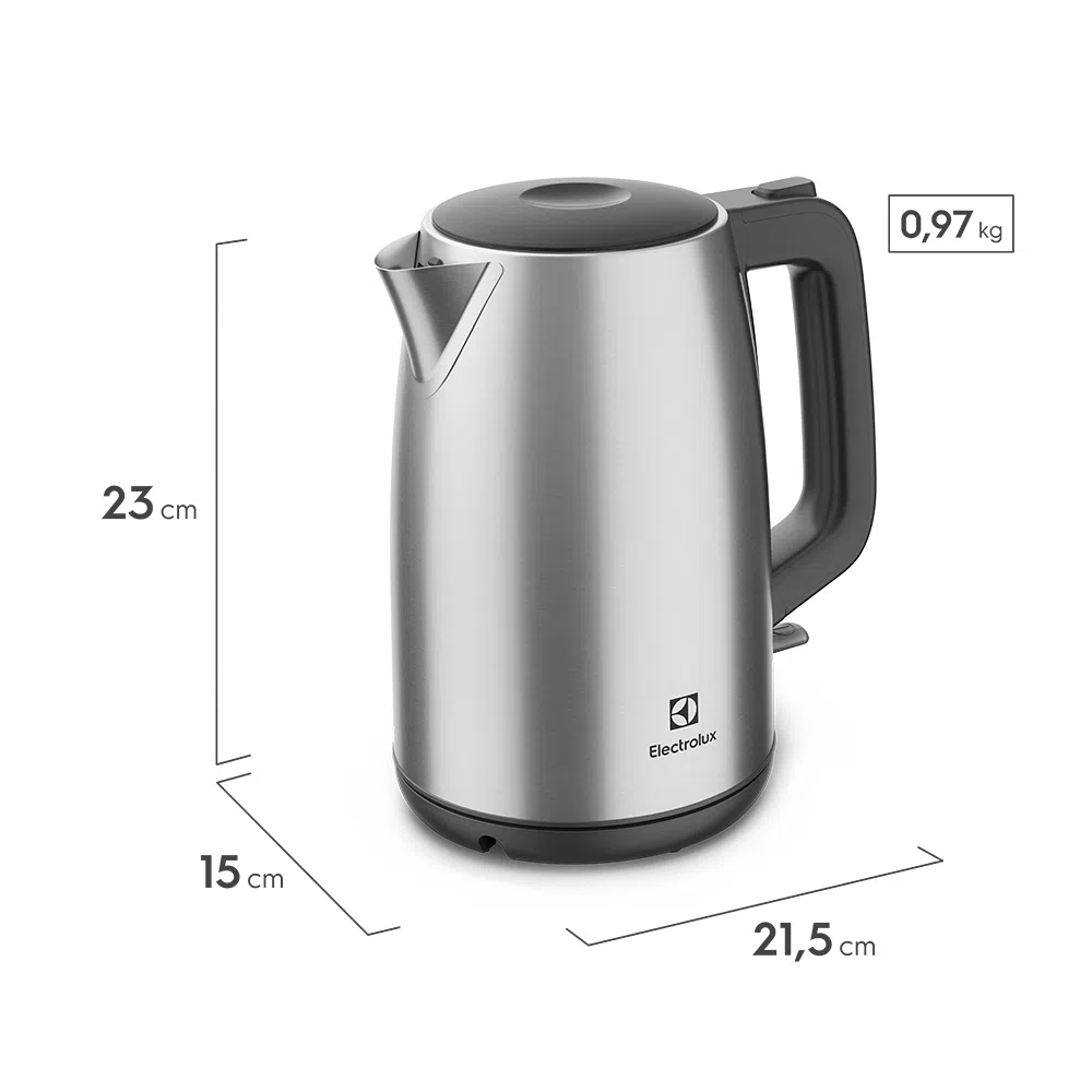 Chaleira Elétrica Experience Electrolux EEK25 1,7L Inox/Preto 220V