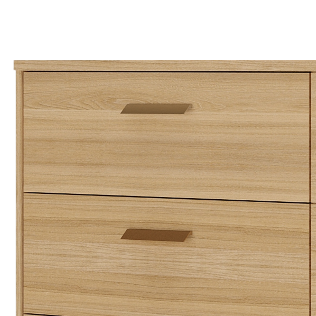 Cômoda Divino 140cm Mambel 100% MDF 6 Gavetas Olmo