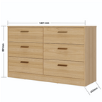 Cômoda Divino 140cm Mambel 100% MDF 6 Gavetas Olmo