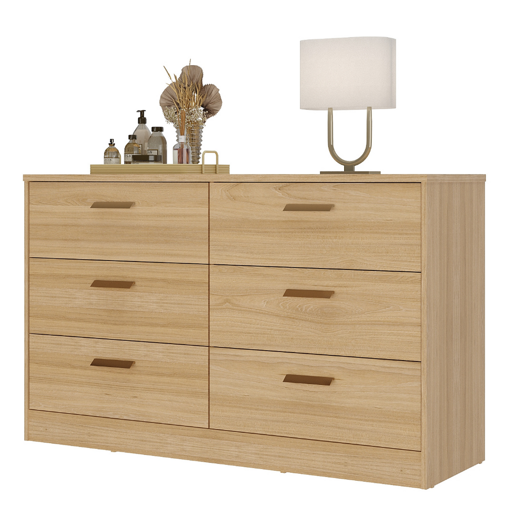 Cômoda Divino 140cm Mambel 100% MDF 6 Gavetas Olmo