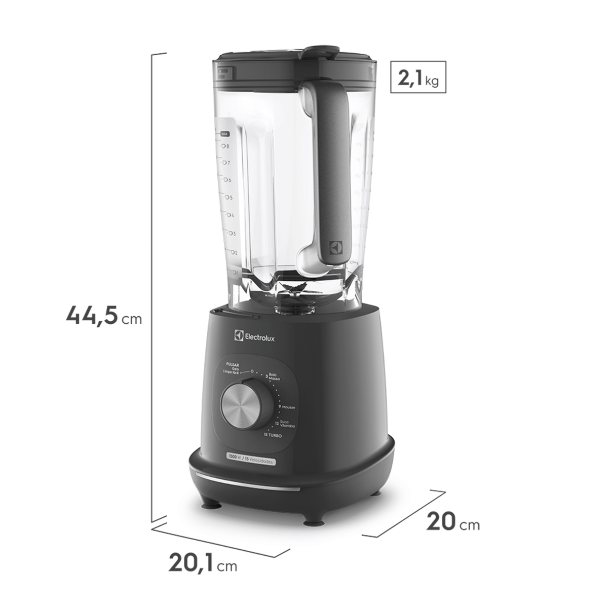 Liquidificador Electrolux 3,2L EBL1500 Efficient TriForce 15 velocidades 1500W Cinza 220V