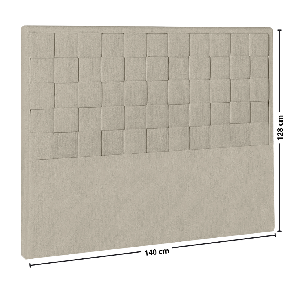 Cabeceira Prisma Perfan 140x12cm Quadrados Linho Creme