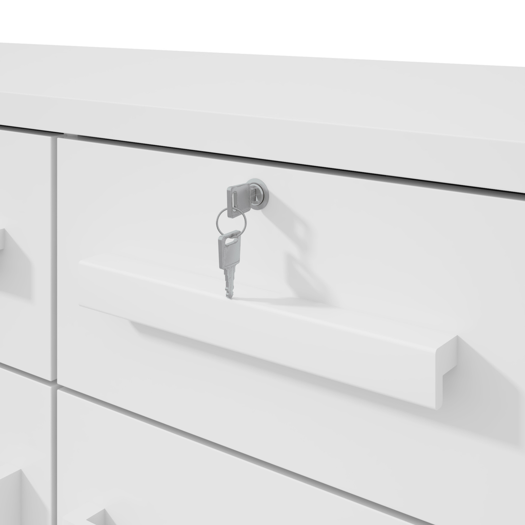 Cômoda Da Vinci Lopas 6 Gavetas e 1 Porta com Puxador em Madeira Branco