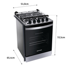 Fogão 4 Bocas Brastemp de Embutir BYO4EBR Dupla Chama e Grades Individuais Inox Bivolt