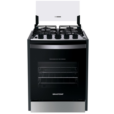 Fogão 4 Bocas Brastemp de Embutir BYO4EBR Dupla Chama e Grades Individuais Inox Bivolt