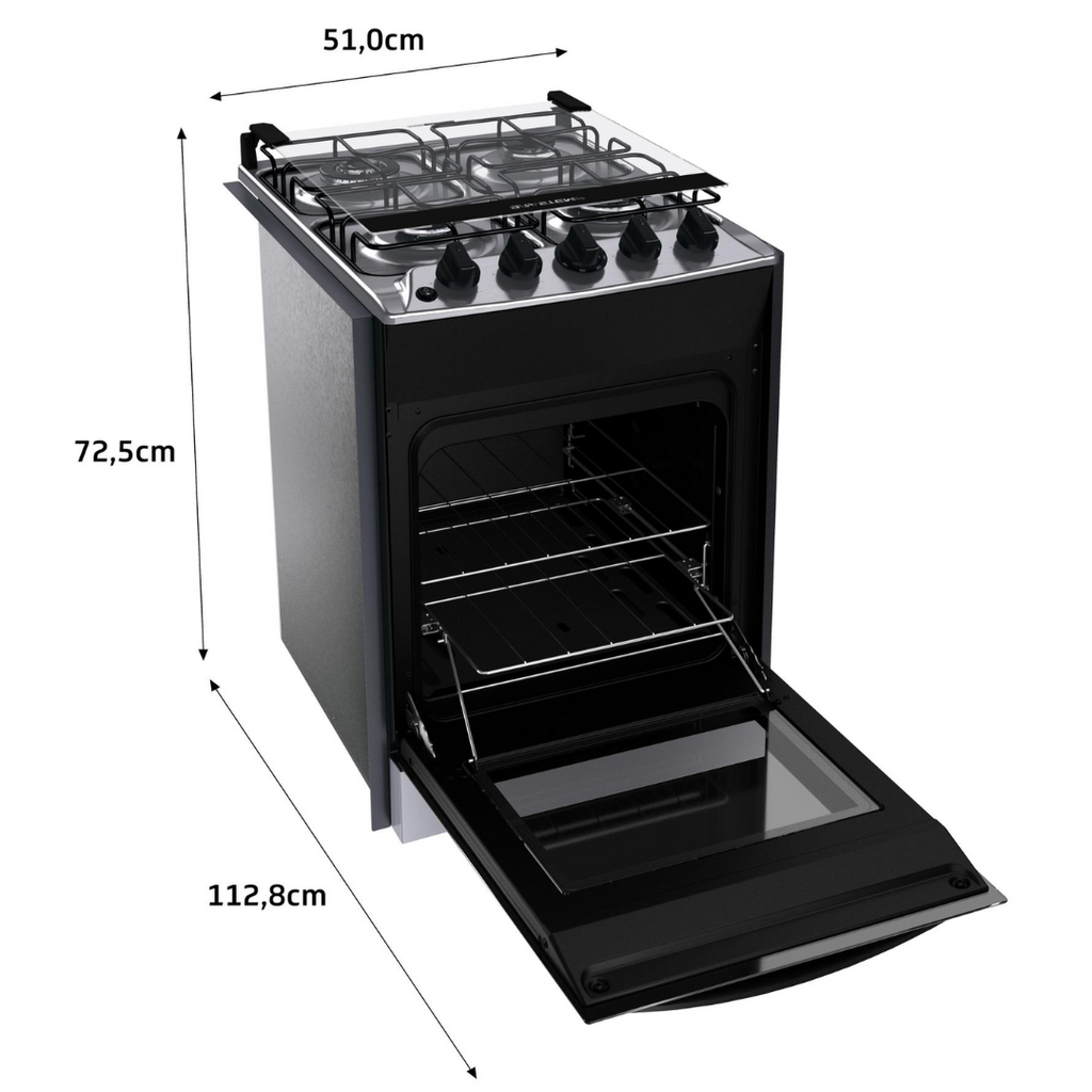 Fogão 4 Bocas Brastemp de Embutir BYO4EBR Dupla Chama e Grades Individuais Inox Bivolt