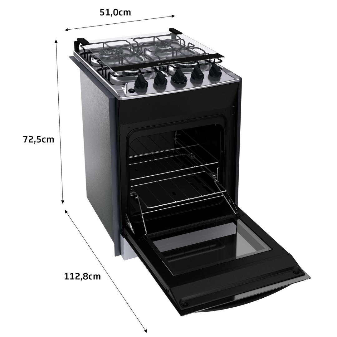 Fogão 4 Bocas Brastemp de Embutir BYO4EBR Dupla Chama e Grades Individuais Inox Bivolt