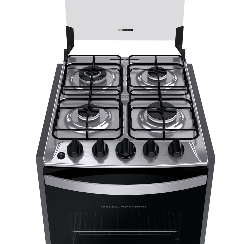 Fogão 4 Bocas Brastemp de Embutir BYO4EBR Dupla Chama e Grades Individuais Inox Bivolt