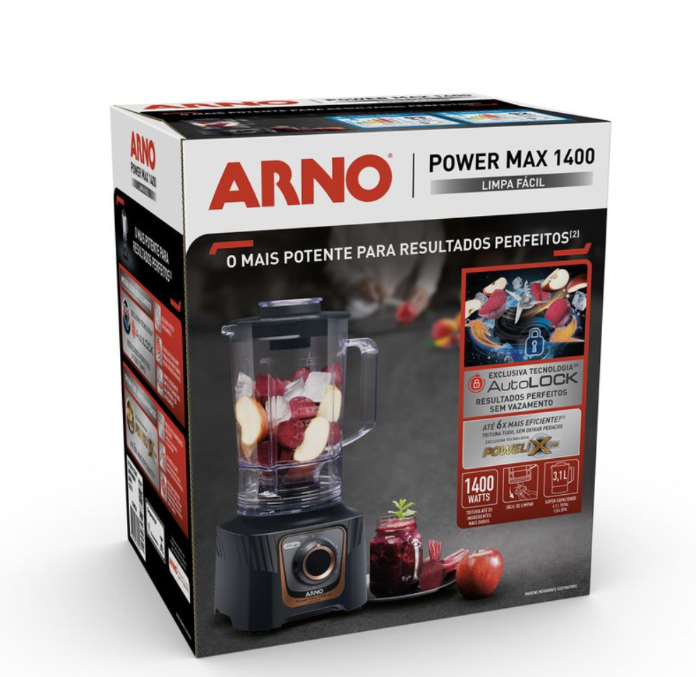 Liquidificador Arno 3,1L Power Max Autolock LN81 1400W Cinza 220V