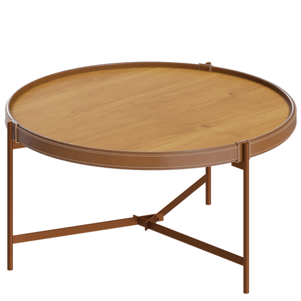 Mesa de Centro Aqua Imcal 71cm Nature e Cobre