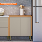 Armário Balcão de Cozinha Allure Linea 100% MDF 80cm 2 Portas Jequitibá e Gris