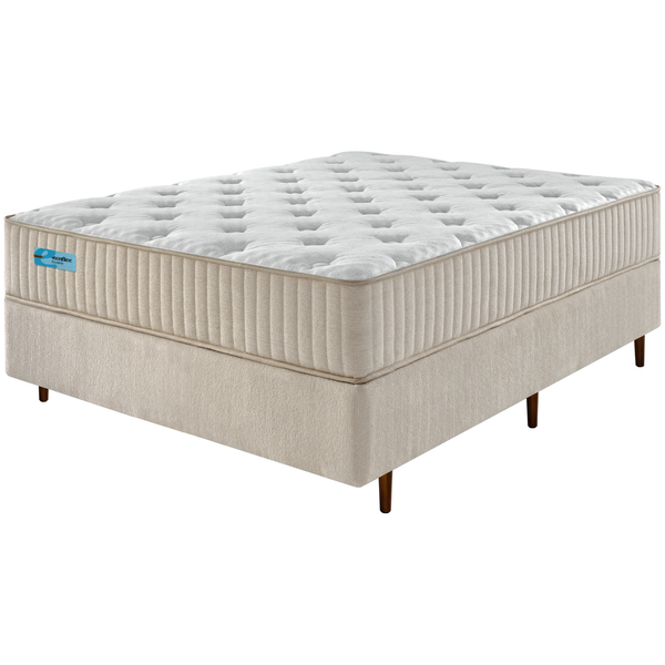 Conjunto Cama Box Maze Casal Ecoflex 138x188x67cm Espuma Spring Foam