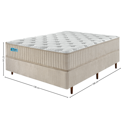 Conjunto Cama Box Maze Casal Ecoflex 138x188x67cm Espuma Spring