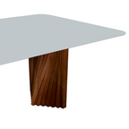 Mesa Retangular Tania Menegaz 180x100cm Canto Moeda Noce Tampo de Vidro Off White
